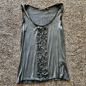 Tahari Women’s gray embroidered tank top